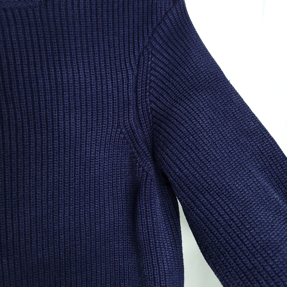 RALPH LAUREN Purple Label Silk Navy Ribbed Sweater Women's LARGE - Picture 11 of 16